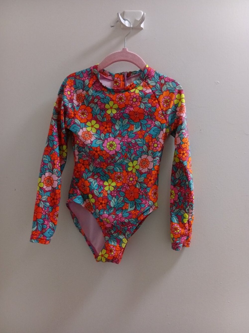 "Cat & Jack" Little Girls, Floral, Long Sleeved Bathing/Body Suit